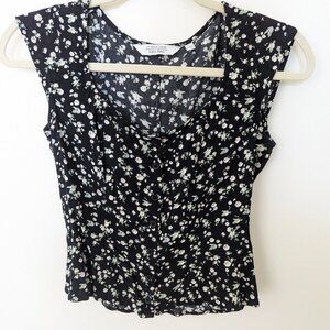 & Other Stories floral print button top in black